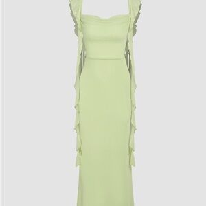 Mesh Ruffle hem maxi dress